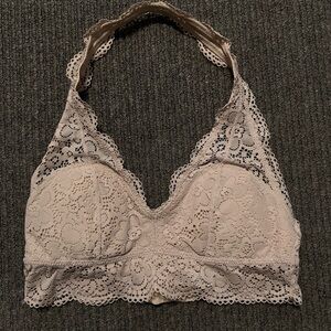 Aerie Lace Halter Bralette - Cream
